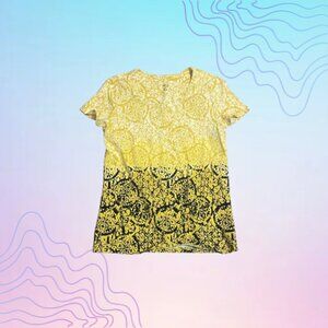 STYLE & CO Women’s Yellow Ombre Print Short Sleeve Top